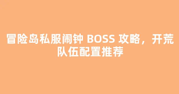 冒险岛私服闹钟 BOSS 攻略，开荒队伍配置推荐